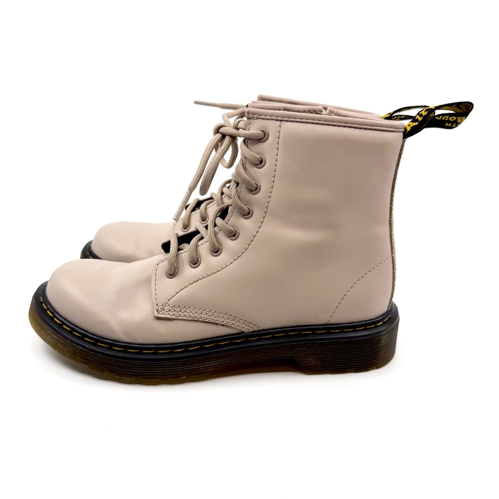 Dr. Martens 25634 Lace Up Zip‎ Leather Boots Size US 3 Youth Kid Beige